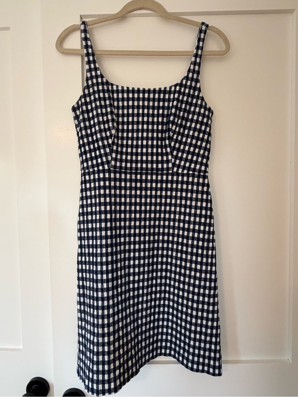 J. Crew Navy and White Gingham Mini Dress